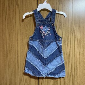 Vintage Disney Kids Girl’s 4 / 5 Embroidered Overall Denim Dress